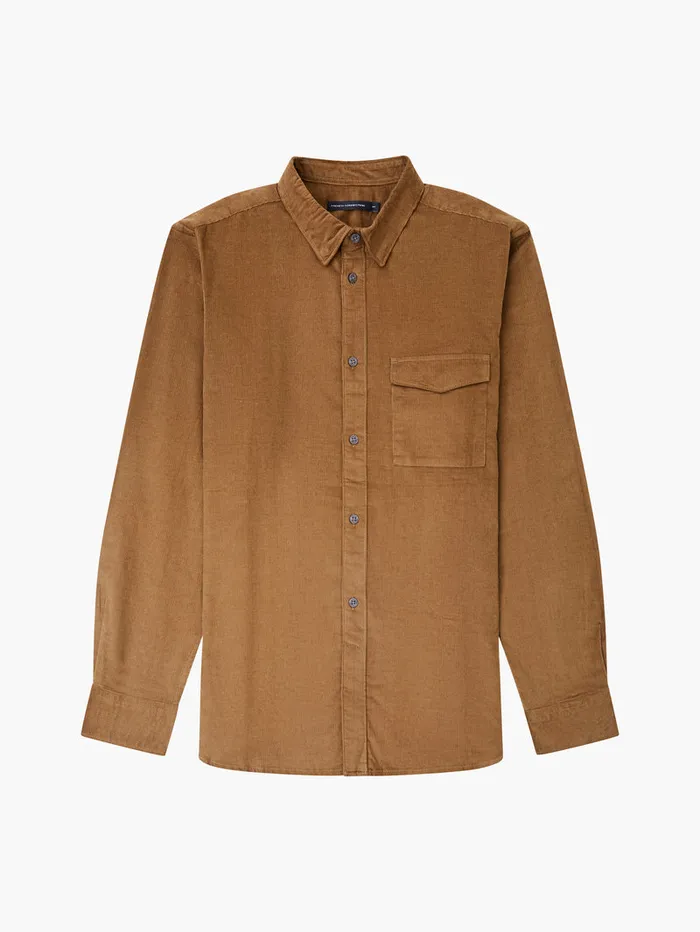 Man Shirts French Connection Cord Long Sleeve Shirt Sepia Man Shirts French Connection Cord Long Sleeve Shirt Sepia