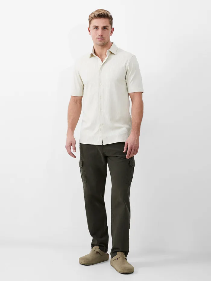 Man Shirts French Connection Ladder Texture Jersey Shirt Ecru Man Shirts French Connection Ladder Texture Jersey Shirt Ecru