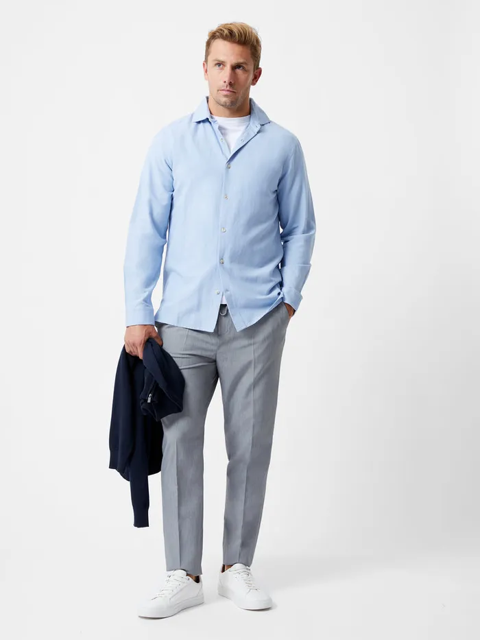 Man Shirts French Connection Long Sleeve Linen Blend Shirt Light Blue Man Shirts French Connection Long Sleeve Linen Blend Shirt Light Blue