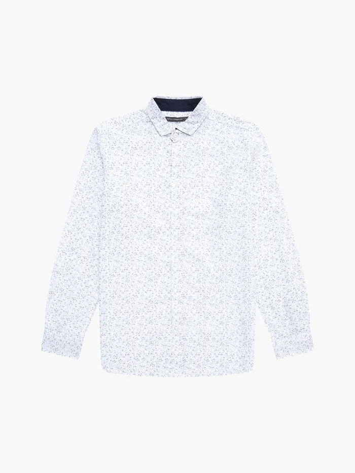 Man Shirts French Connection Long Sleeve Navy Trim Shirt Foliage Man Shirts French Connection Long Sleeve Navy Trim Shirt Foliage