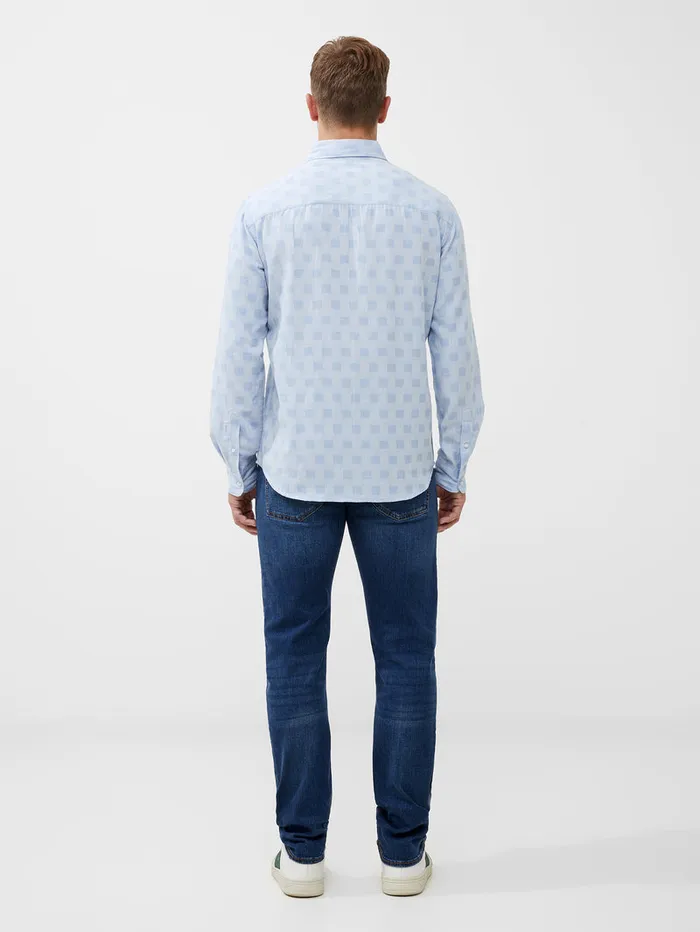 Man Shirts French Connection Long Sleeve Tonal Check Shirt Light Blue Man Shirts French Connection Long Sleeve Tonal Check Shirt Light Blue