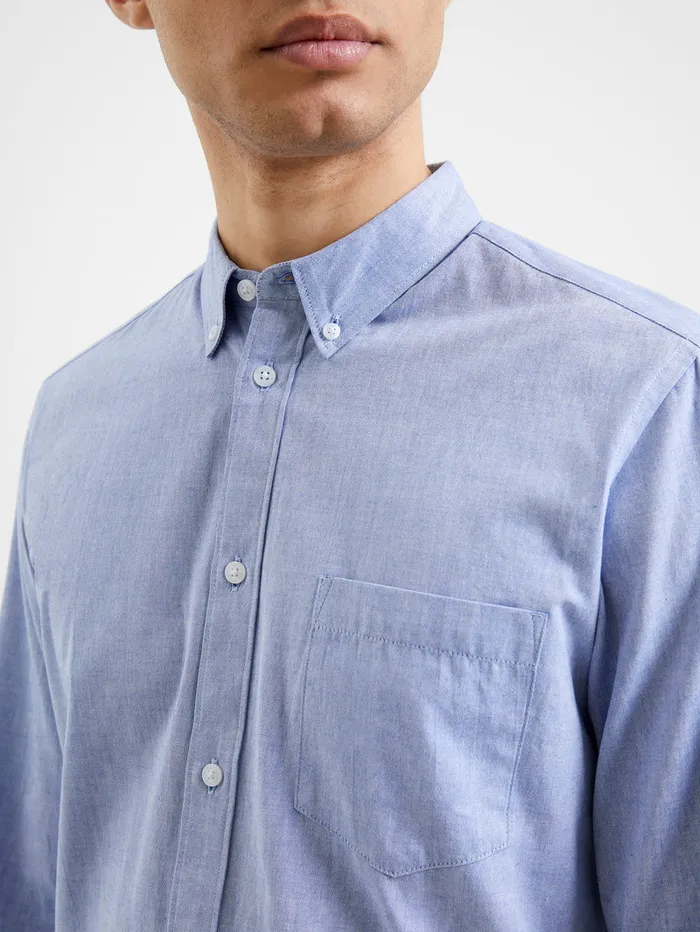 Man Shirts French Connection Oxford Long Sleeve Shirt Mid Blue