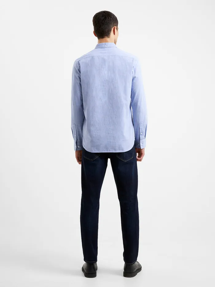 Man Shirts French Connection Oxford Long Sleeve Shirt Mid Blue