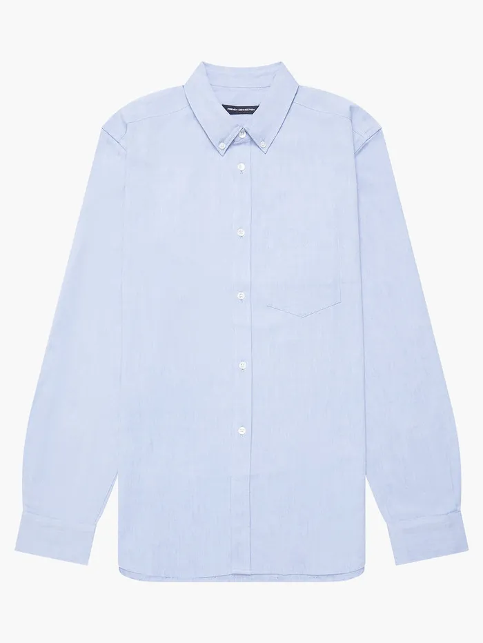 Man Shirts French Connection Oxford Long Sleeve Shirt Mid Blue