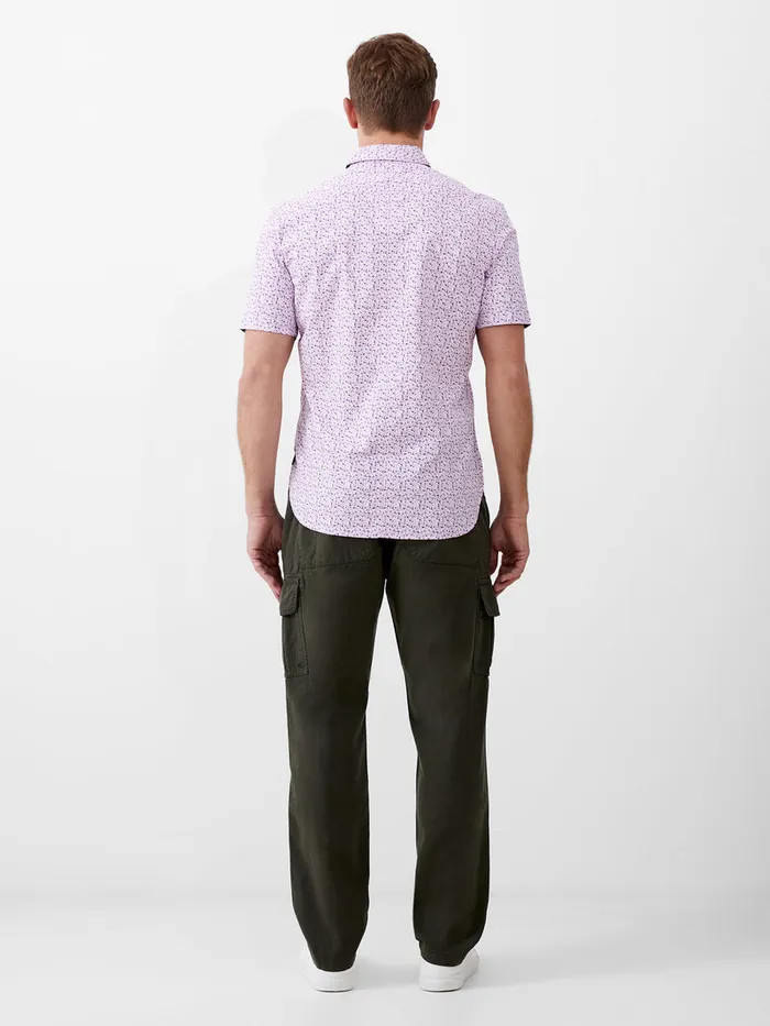 Man Shirts French Connection Patterned Short Sleeve Navy Trim Shirt Flora Pink Man Shirts French Connection Patterned Short Sleeve Navy Trim Shirt Flora Pink