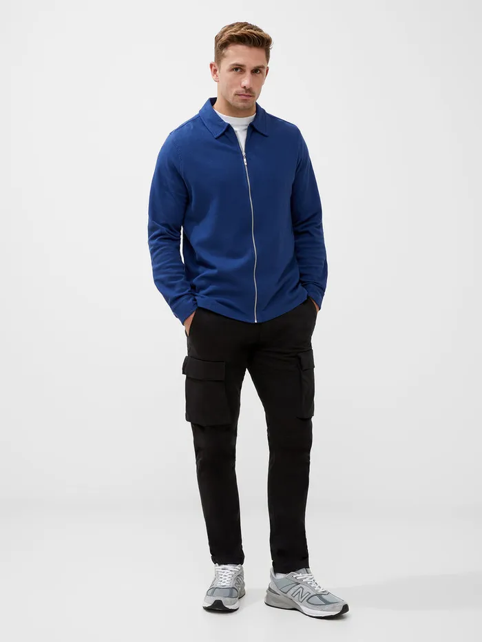 Man Shirts French Connection Popcorn ZipThrough Shirt Navy Man Shirts French Connection Popcorn ZipThrough Shirt Navy
