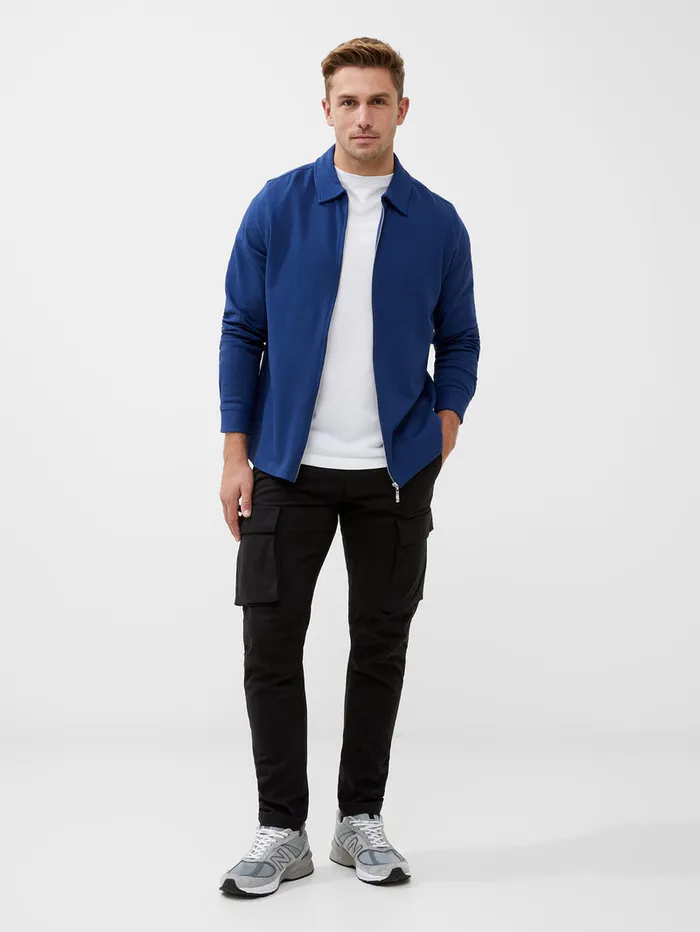 Man Shirts French Connection Popcorn ZipThrough Shirt Navy Man Shirts French Connection Popcorn ZipThrough Shirt Navy