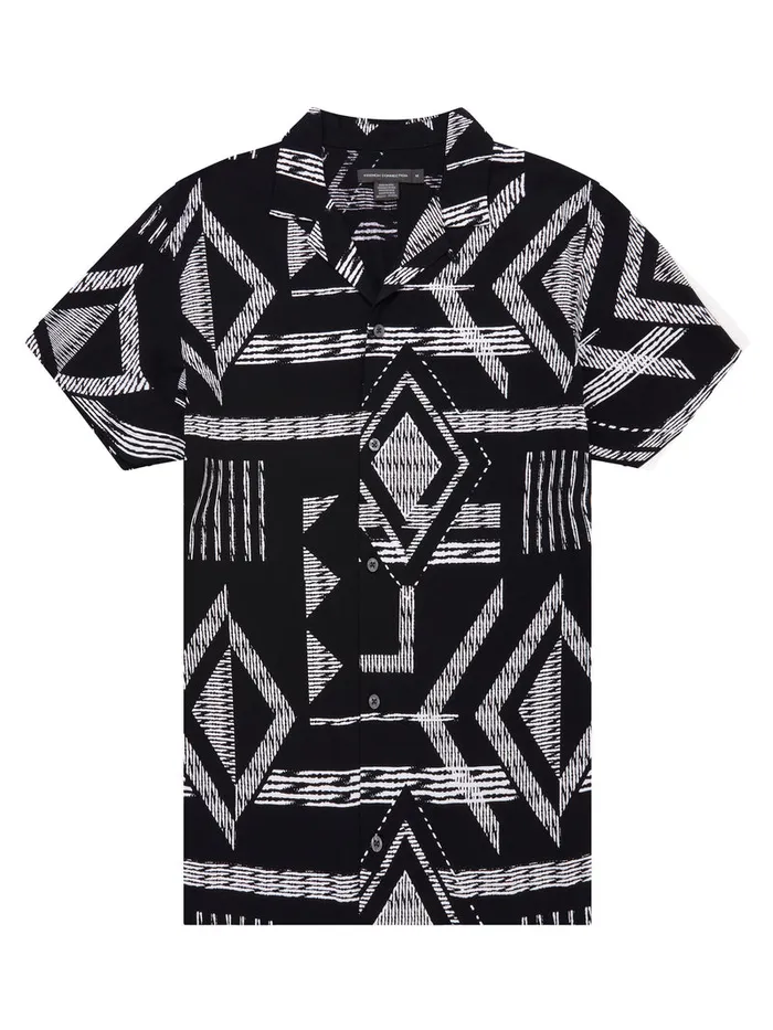Man Shirts French Connection Tribe Viscose Shirt Black Man Shirts French Connection Tribe Viscose Shirt Black