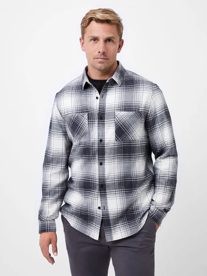 Man Shirts French Connection Two Pocket Flannel Shirt Black Check
