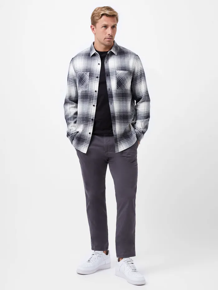 Man Shirts French Connection Two Pocket Flannel Shirt Black Check
