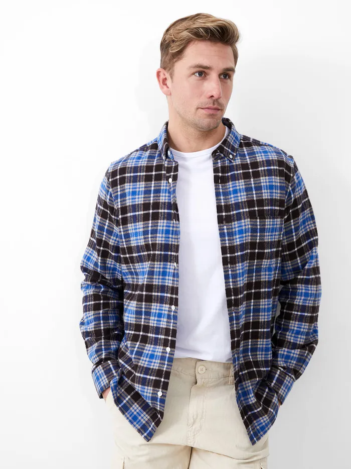 Man Shirts French Connection Zermatt Flannel Regular Fit Shirt Blue Check Multi Man Shirts French Connection Zermatt Flannel Regular Fit Shirt Blue Check Multi