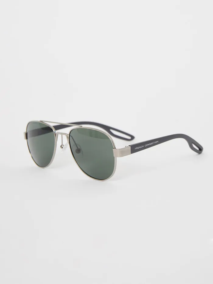 Man Sunglasses French Connection Metal DFrame Sunglasses Silver
