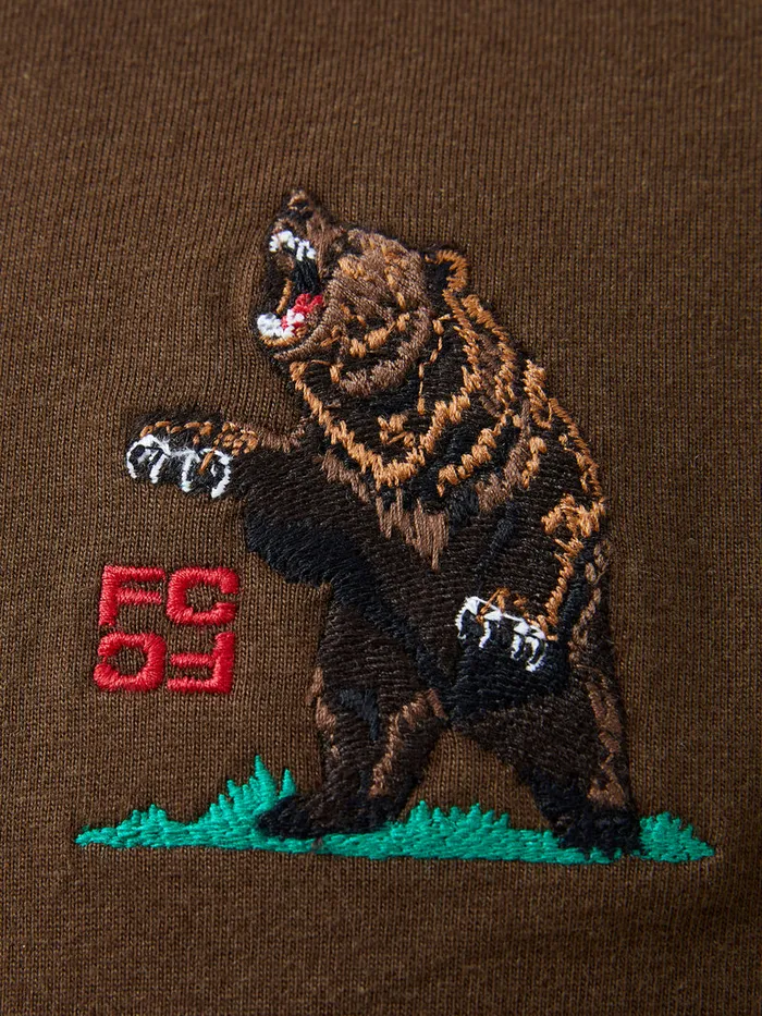 Man TShirts and Polo Shirts French Connection Embroidered Bear Organic Graphic TShirt Truffle Brown Man TShirts and Polo Shirts French Connection Embroidered Bear Organic Graphic TShirt Truffle Brown