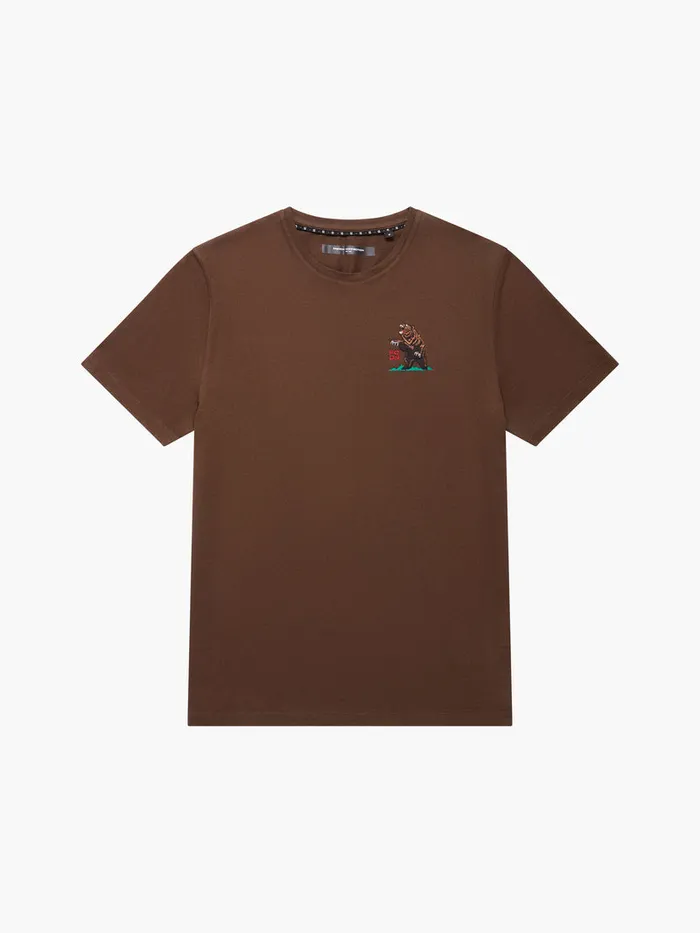 Man TShirts and Polo Shirts French Connection Embroidered Bear Organic Graphic TShirt Truffle Brown Man TShirts and Polo Shirts French Connection Embroidered Bear Organic Graphic TShirt Truffle Brown