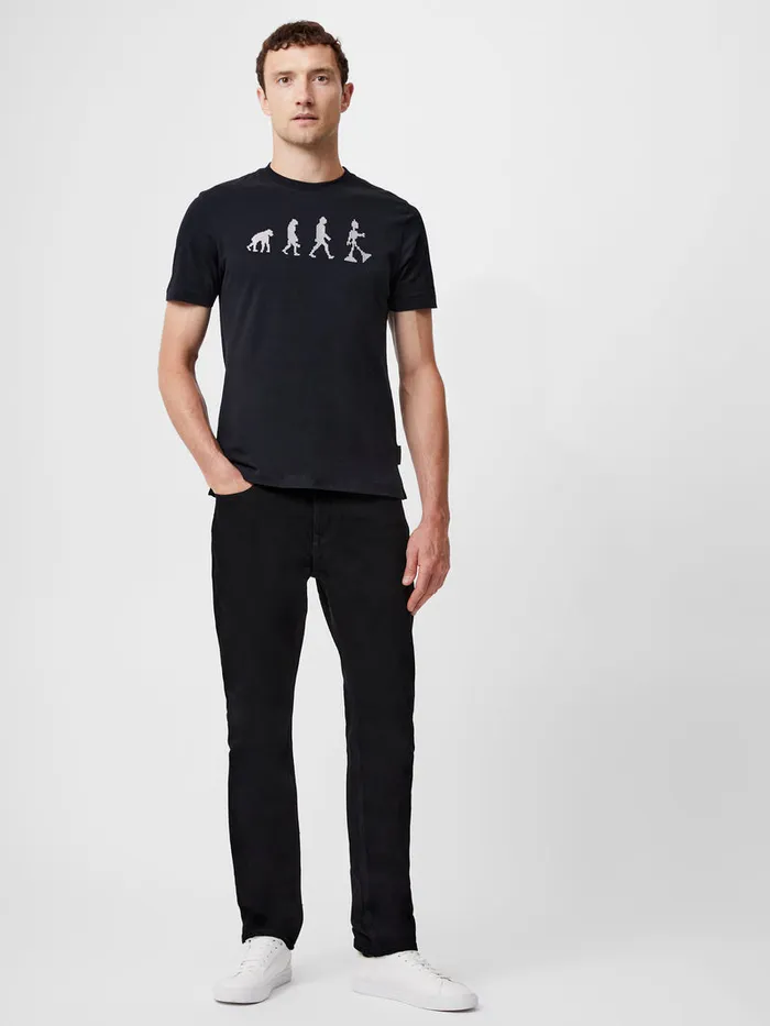 Man TShirts and Polo Shirts French Connection Embroidered Evolution Graphic TShirt Black Man TShirts and Polo Shirts French Connection Embroidered Evolution Graphic TShirt Black