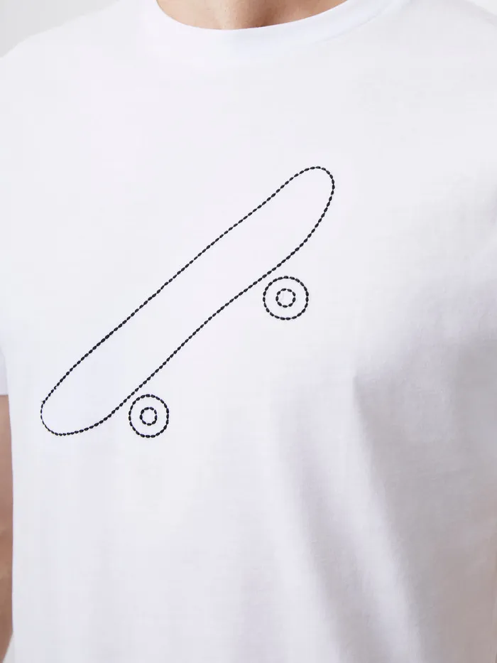 Man TShirts and Polo Shirts French Connection Embroidered Skateboard Graphic TShirt White Man TShirts and Polo Shirts French Connection Embroidered Skateboard Graphic TShirt White
