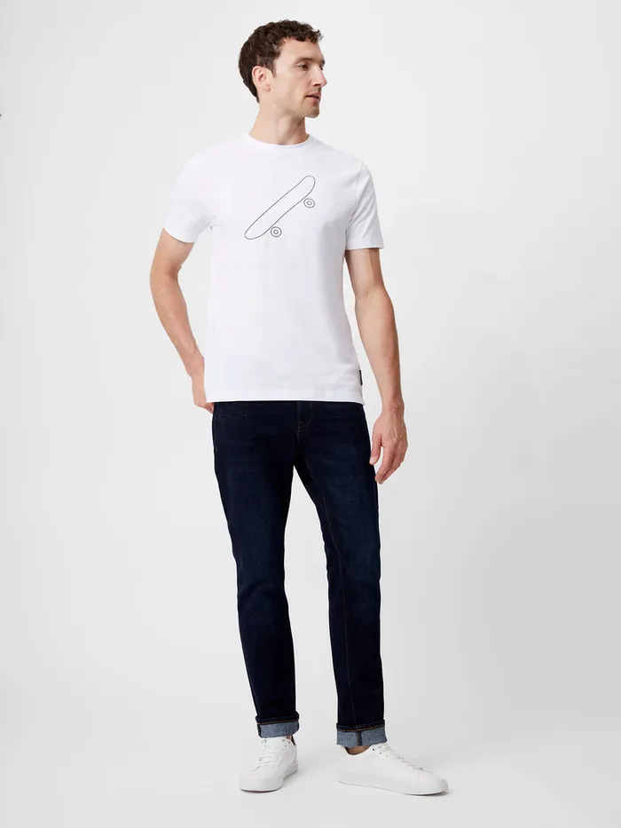 Man TShirts and Polo Shirts French Connection Embroidered Skateboard Graphic TShirt White Man TShirts and Polo Shirts French Connection Embroidered Skateboard Graphic TShirt White