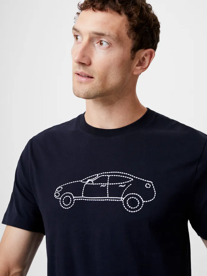 Man TShirts and Polo Shirts French Connection Embroidered Sports Car Graphic TShirt Marine Man TShirts and Polo Shirts French Connection Embroidered Sports Car Graphic TShirt Marine