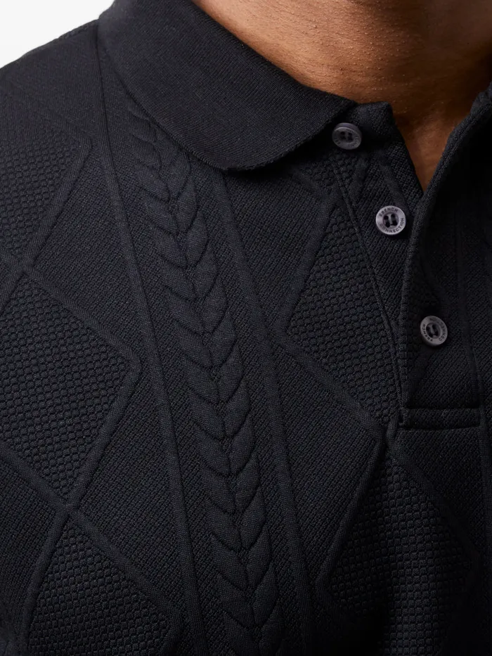 Man TShirts and Polo Shirts French Connection Jacquard Short Sleeve Polo Shirt Black Man TShirts and Polo Shirts French Connection Jacquard Short Sleeve Polo Shirt Black