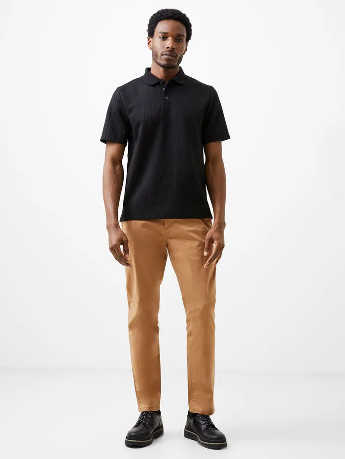 Man TShirts and Polo Shirts French Connection Jacquard Short Sleeve Polo Shirt Black Man TShirts and Polo Shirts French Connection Jacquard Short Sleeve Polo Shirt Black