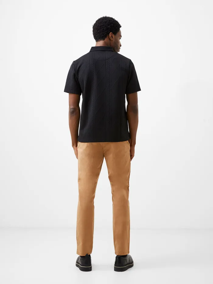 Man TShirts and Polo Shirts French Connection Jacquard Short Sleeve Polo Shirt Black Man TShirts and Polo Shirts French Connection Jacquard Short Sleeve Polo Shirt Black