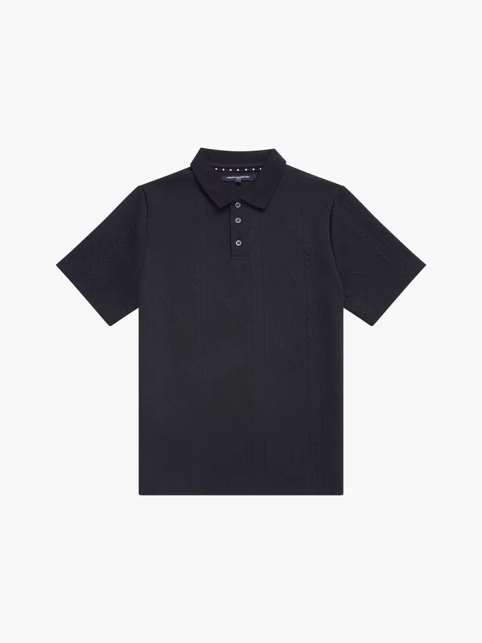 Man TShirts and Polo Shirts French Connection Jacquard Short Sleeve Polo Shirt Black Man TShirts and Polo Shirts French Connection Jacquard Short Sleeve Polo Shirt Black