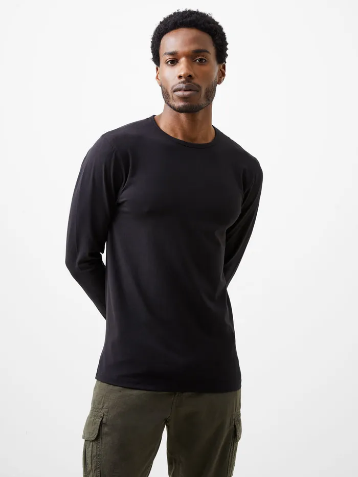 Man TShirts and Polo Shirts French Connection Long Sleeve Stretch TShirt Black