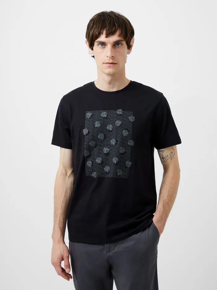 Man TShirts and Polo Shirts French Connection Mini Dice Organic Graphic TShirt Black Man TShirts and Polo Shirts French Connection Mini Dice Organic Graphic TShirt Black