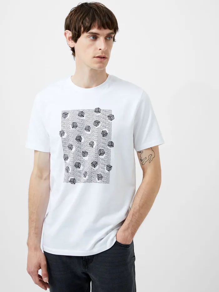 Man TShirts and Polo Shirts French Connection Mini Dice Organic Graphic TShirt White Man TShirts and Polo Shirts French Connection Mini Dice Organic Graphic TShirt White