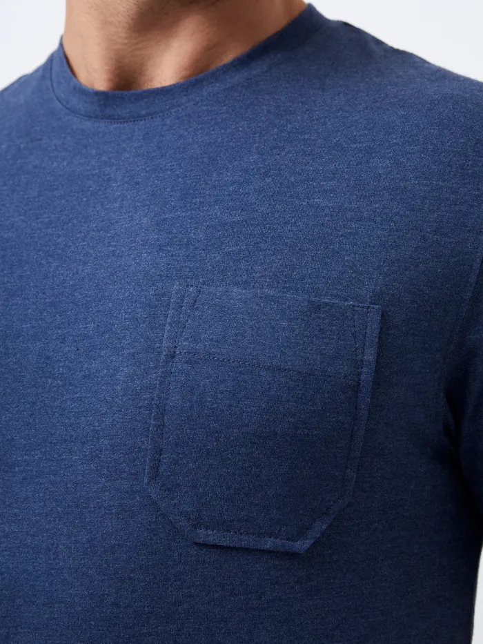 Man TShirts and Polo Shirts French Connection Organic Pocket TShirt Indigo Mel