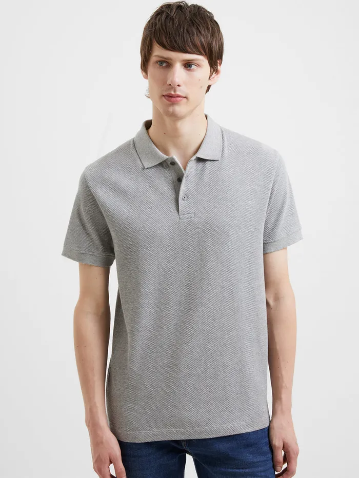 Man TShirts and Polo Shirts French Connection Popcorn Polo Shirt Light Grey Mel