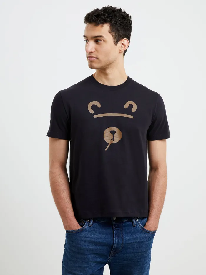 Man TShirts and Polo Shirts French Connection Shadow Bear TShirt Black Onyx