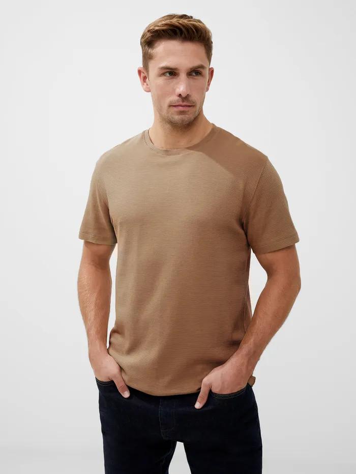 Man TShirts and Polo Shirts French Connection Short Sleeve Ottoman Texture TShirt Tobacco Man TShirts and Polo Shirts French Connection Short Sleeve Ottoman Texture TShirt Tobacco