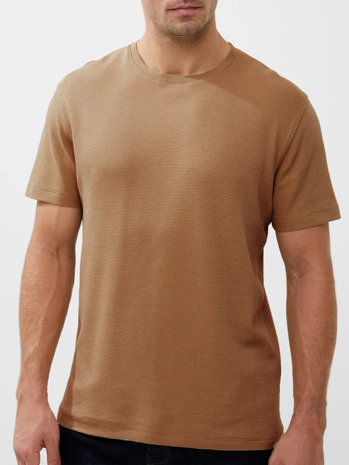 Man TShirts and Polo Shirts French Connection Short Sleeve Ottoman Texture TShirt Tobacco Man TShirts and Polo Shirts French Connection Short Sleeve Ottoman Texture TShirt Tobacco