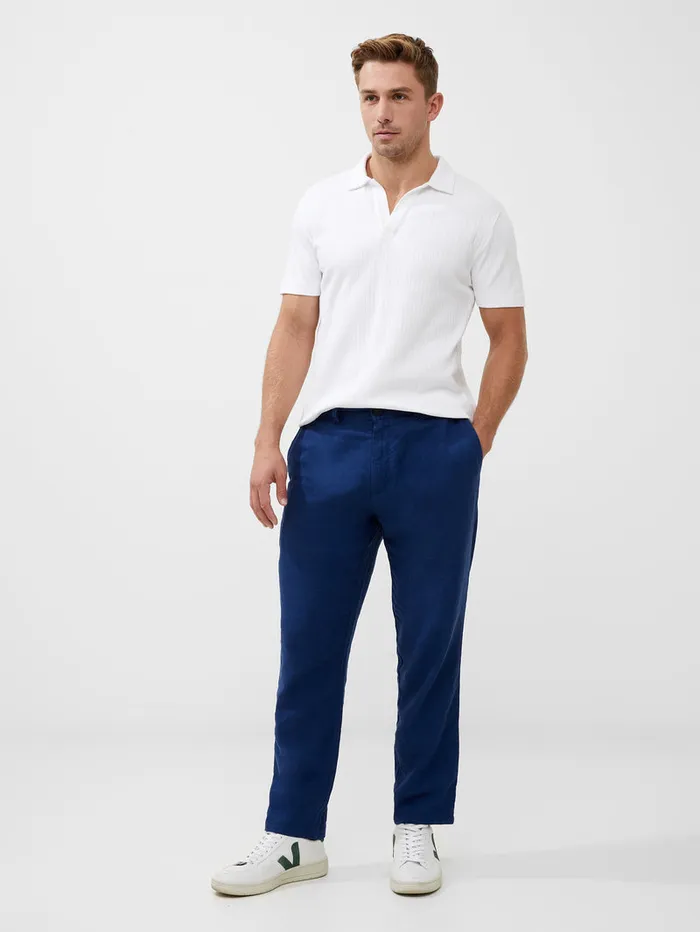 Man Trousers French Connection Linen Blend Trousers Navy
