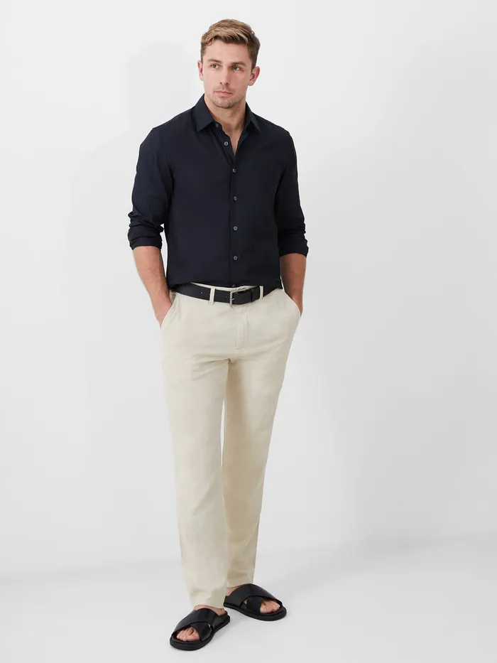 Man Trousers French Connection Linen Blend Trousers Stone