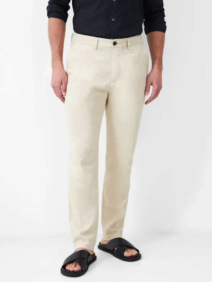 Man Trousers French Connection Linen Blend Trousers Stone Man Trousers French Connection Linen Blend Trousers Stone