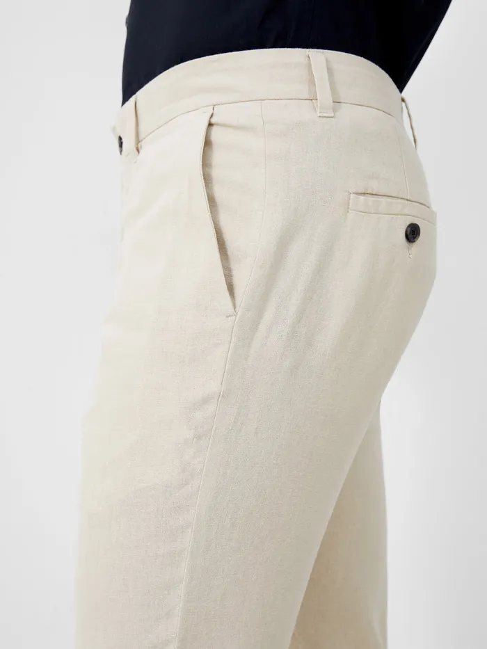 Man Trousers French Connection Linen Blend Trousers Stone Man Trousers French Connection Linen Blend Trousers Stone