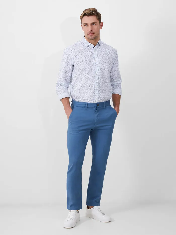 Man Trousers French Connection Stretch Chino Trousers Steel Blue