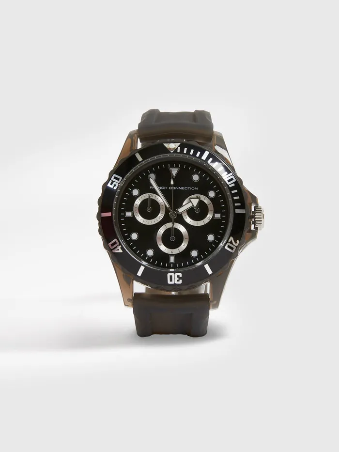 ManWoman Watches French Connection Black Silicone Strap Watch With Black Dial Black ManWoman Watches French Connection Black Silicone Strap Watch With Black Dial Black