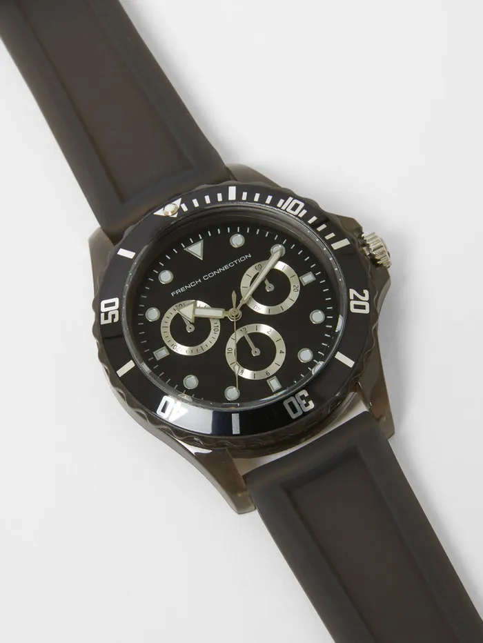 ManWoman Watches French Connection Black Silicone Strap Watch With Black Dial Black ManWoman Watches French Connection Black Silicone Strap Watch With Black Dial Black