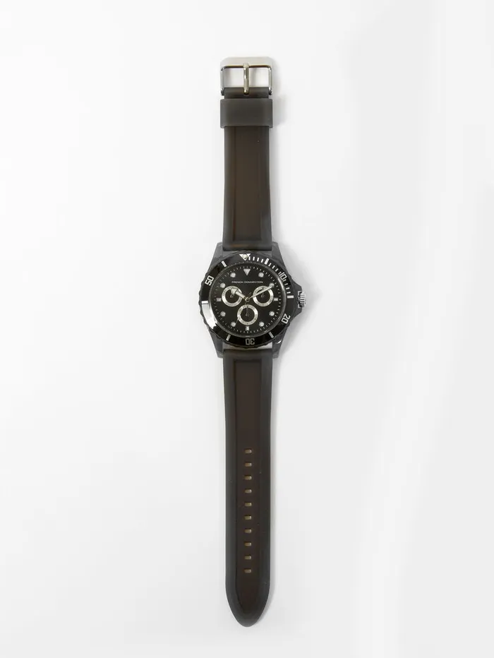 ManWoman Watches French Connection Black Silicone Strap Watch With Black Dial Black ManWoman Watches French Connection Black Silicone Strap Watch With Black Dial Black
