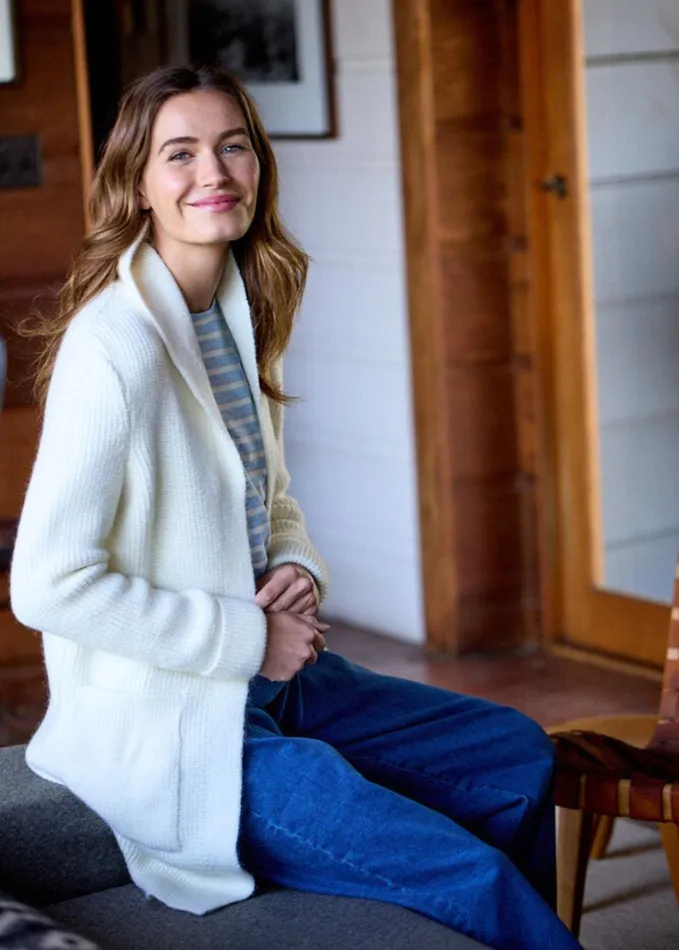 Mane Long Shawl Collar Jacket Mohair Blend White Women Saint James Sweaters Cardigans and Jackets Mane Long Shawl Collar Jacket Mohair Blend White Women Saint James Sweaters Cardigans and Jackets