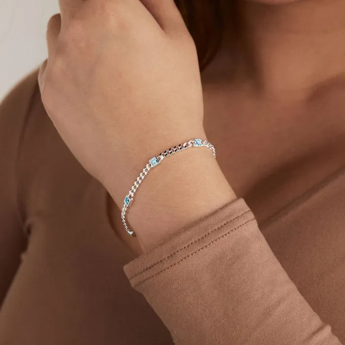 March Birthstone Aquamarine Curb Chain Bracelet Silver Women Alex And Ani Luck March Birthstone Aquamarine Curb Chain Bracelet Silver Women Alex And Ani Luck