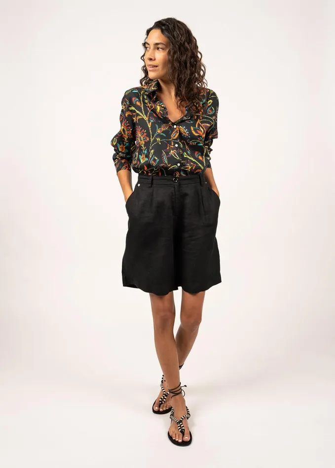 Marion Printed Shirt With Long Sleeves 100 Cotton Summerblack Women Saint James TShirts and Tops