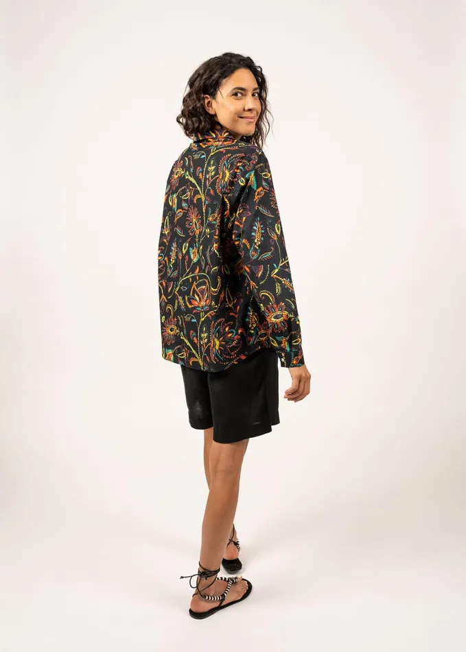 Marion Printed Shirt With Long Sleeves 100 Cotton Summerblack Women Saint James TShirts and Tops