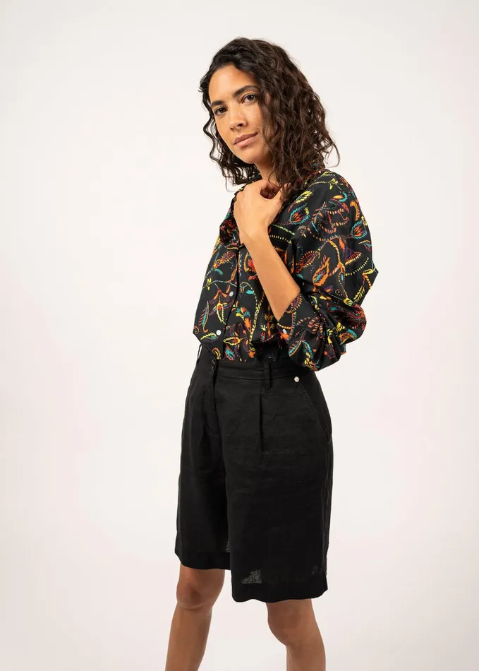 Marion Printed Shirt With Long Sleeves 100 Cotton Summerblack Women Saint James TShirts and Tops