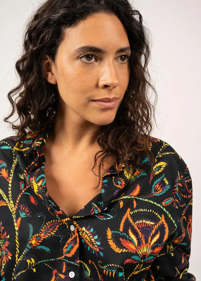 Marion Printed Shirt With Long Sleeves 100 Cotton Summerblack Women Saint James TShirts and Tops