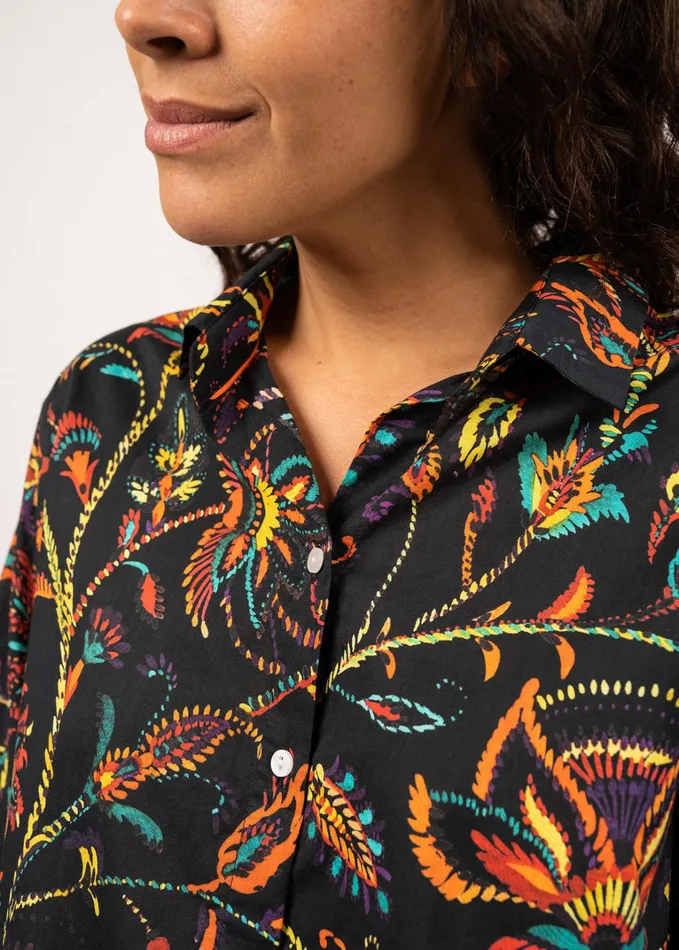 Marion Printed Shirt With Long Sleeves 100 Cotton Summerblack Women Saint James TShirts and Tops