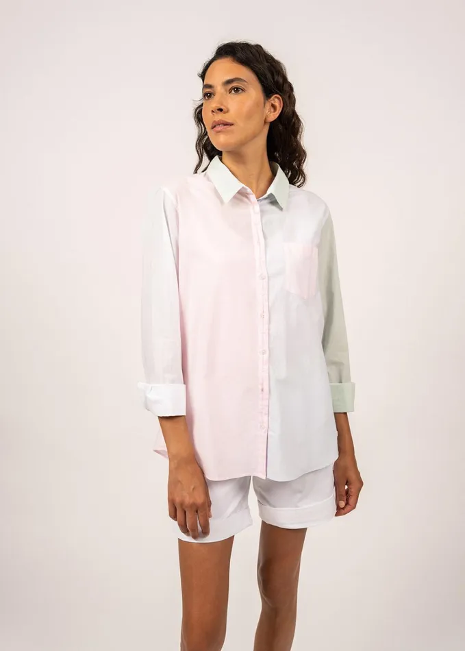 Marta ColorBlock Shirt With Long Sleeves 100 Cotton Multico Women Saint James TShirts and Tops
